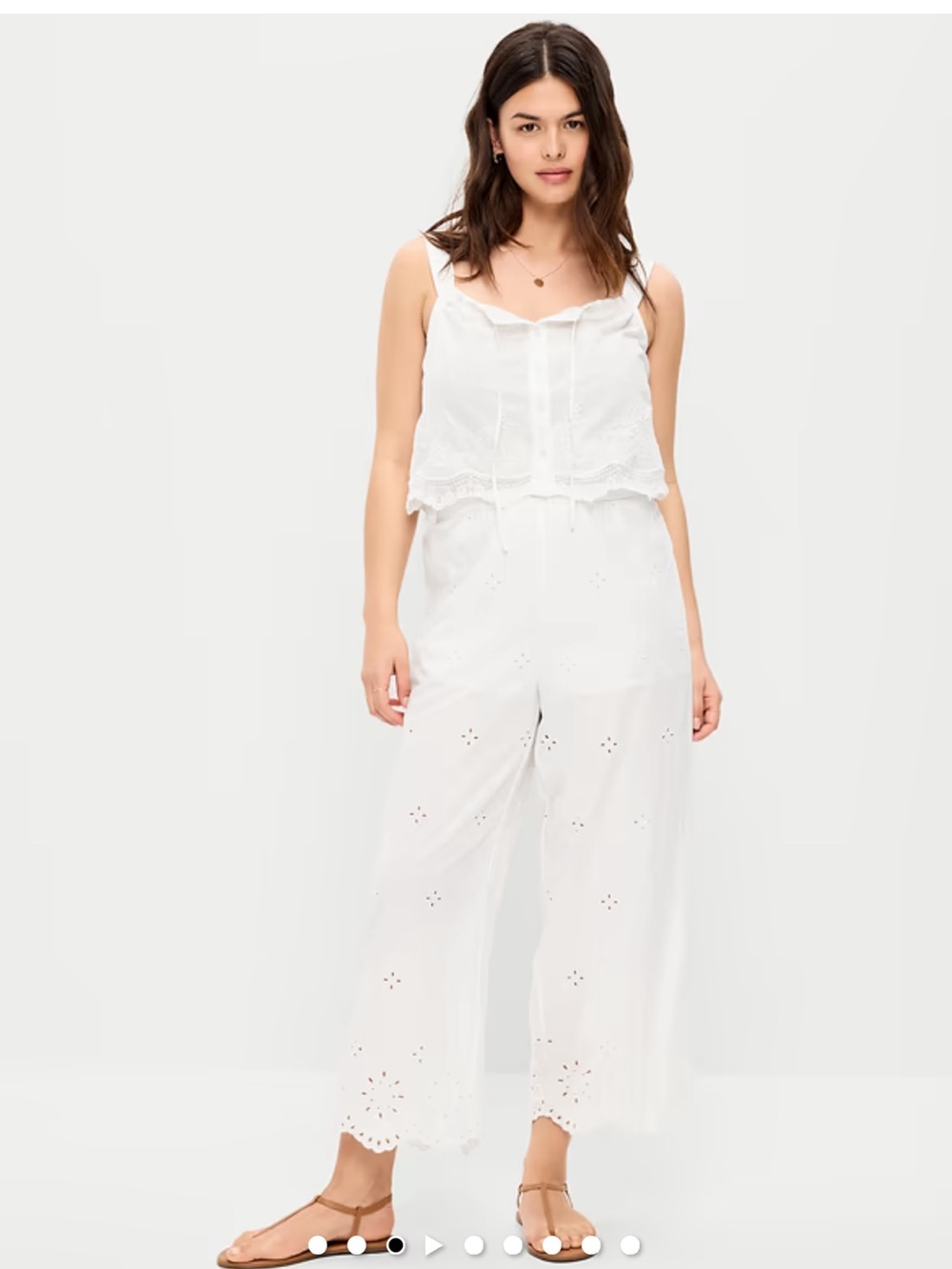 NEW Gap Plus Size XXL White Cotton High Waist Cut Out Wide Leg Pants Eyelet